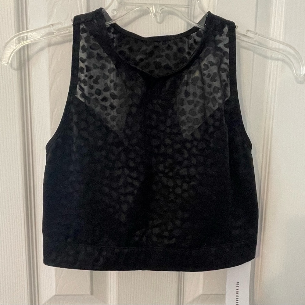 Adam Selman Sport perforated giraffe racer crop top, size medium, NWT, black